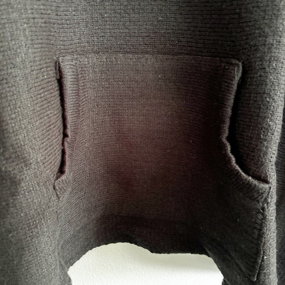 Madden One Size Black Sweater Poncho Braided Shoulder Front Pockets Cozy Staple - Picture 6 of 12